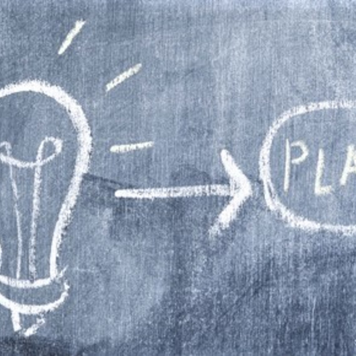Light Bulb Arrow Pointing Toward Plan Drawn Chalkboard 23 2147873885